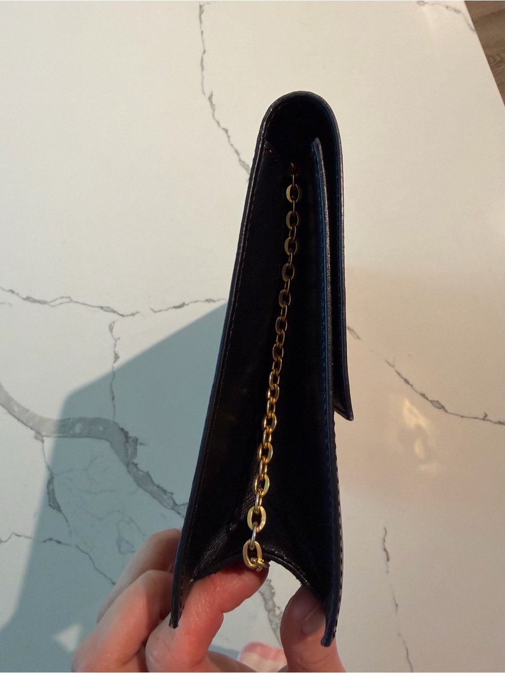 Celine Black Leather Crossbody with Gold Chain and Signature Lock - Picture 5 of 14